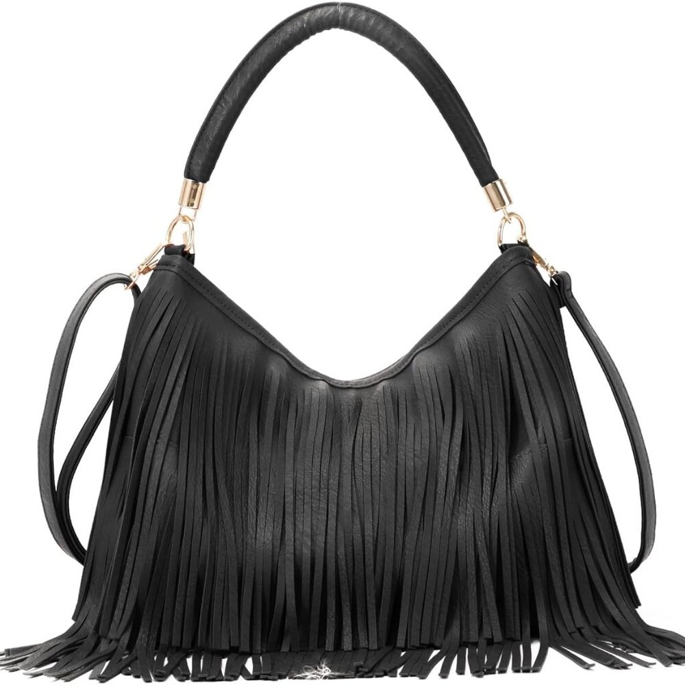 Black Fringe Handbag
